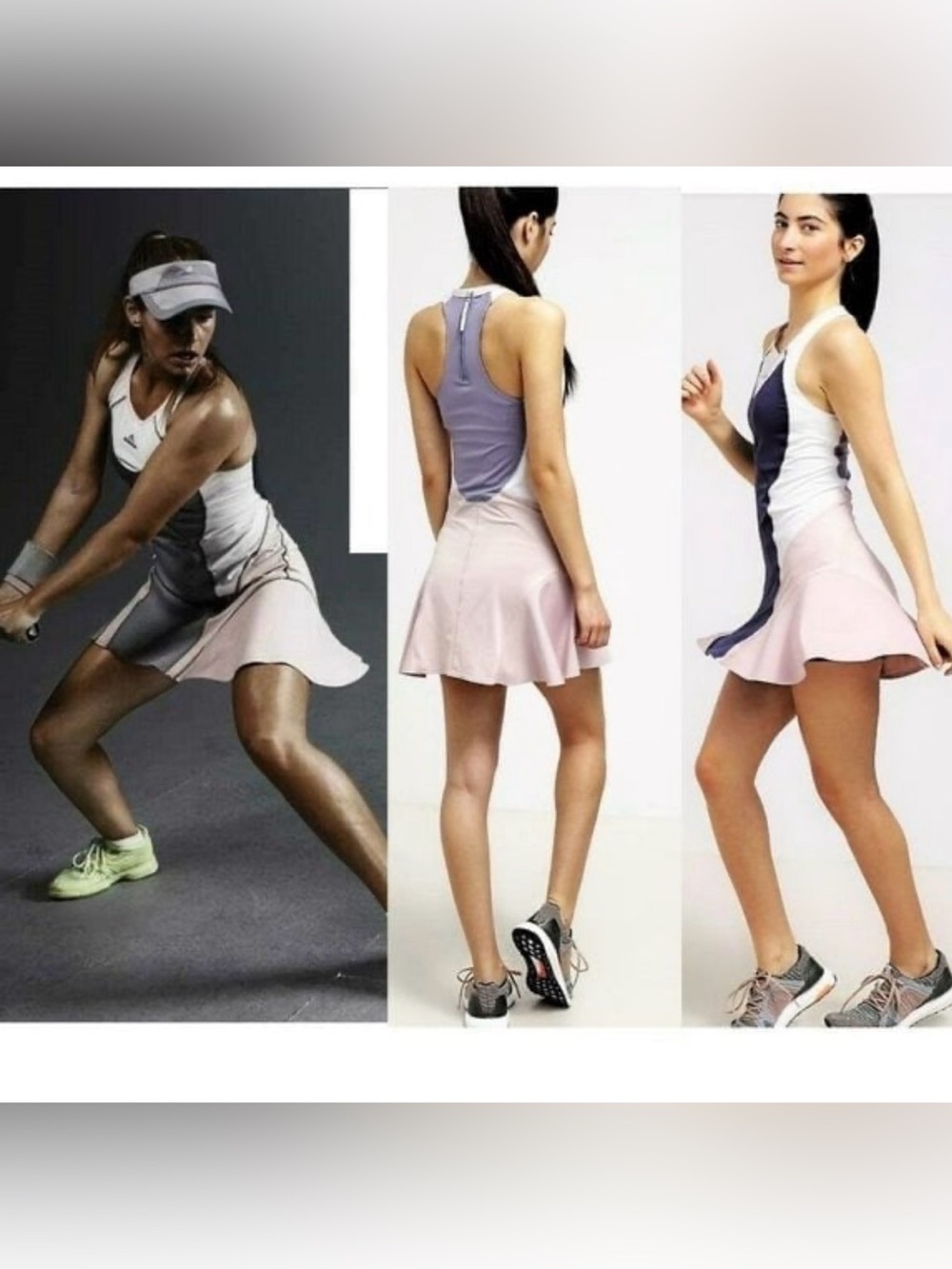 ADIDAS Stella McCartney Tennis Dress w/ BACK ZIPPER pink gray blue M